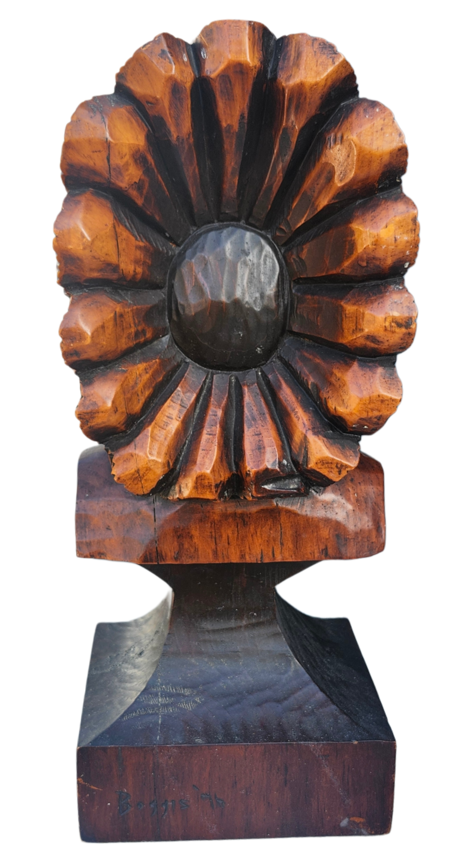 Vintage Hand Carved Native American Indian Head  Bust Wood Statue by Ed Boggis image 4