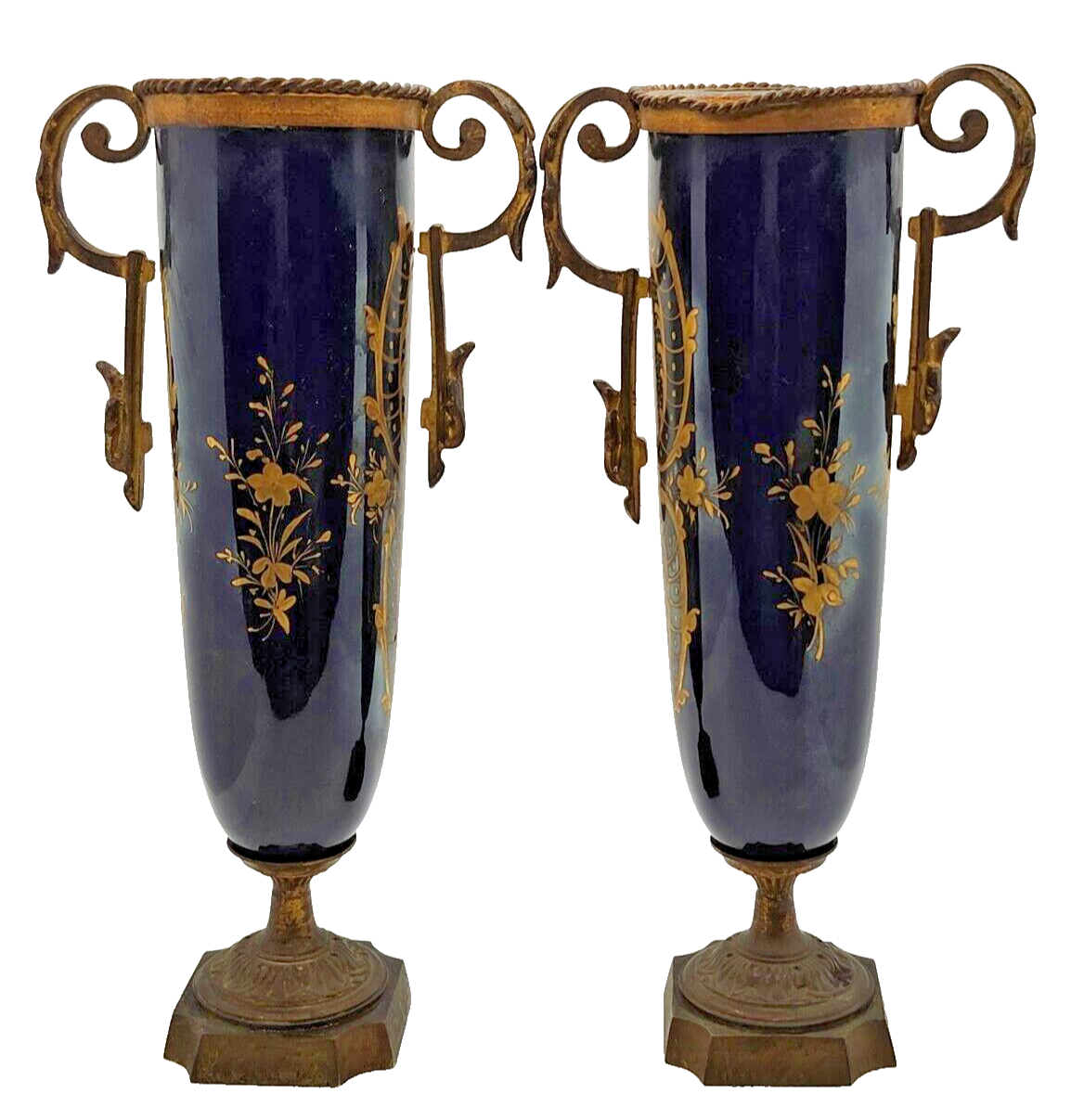 Pair of Antique French Sevres Porcelain Urns, Hand Painted, 1880's image 5