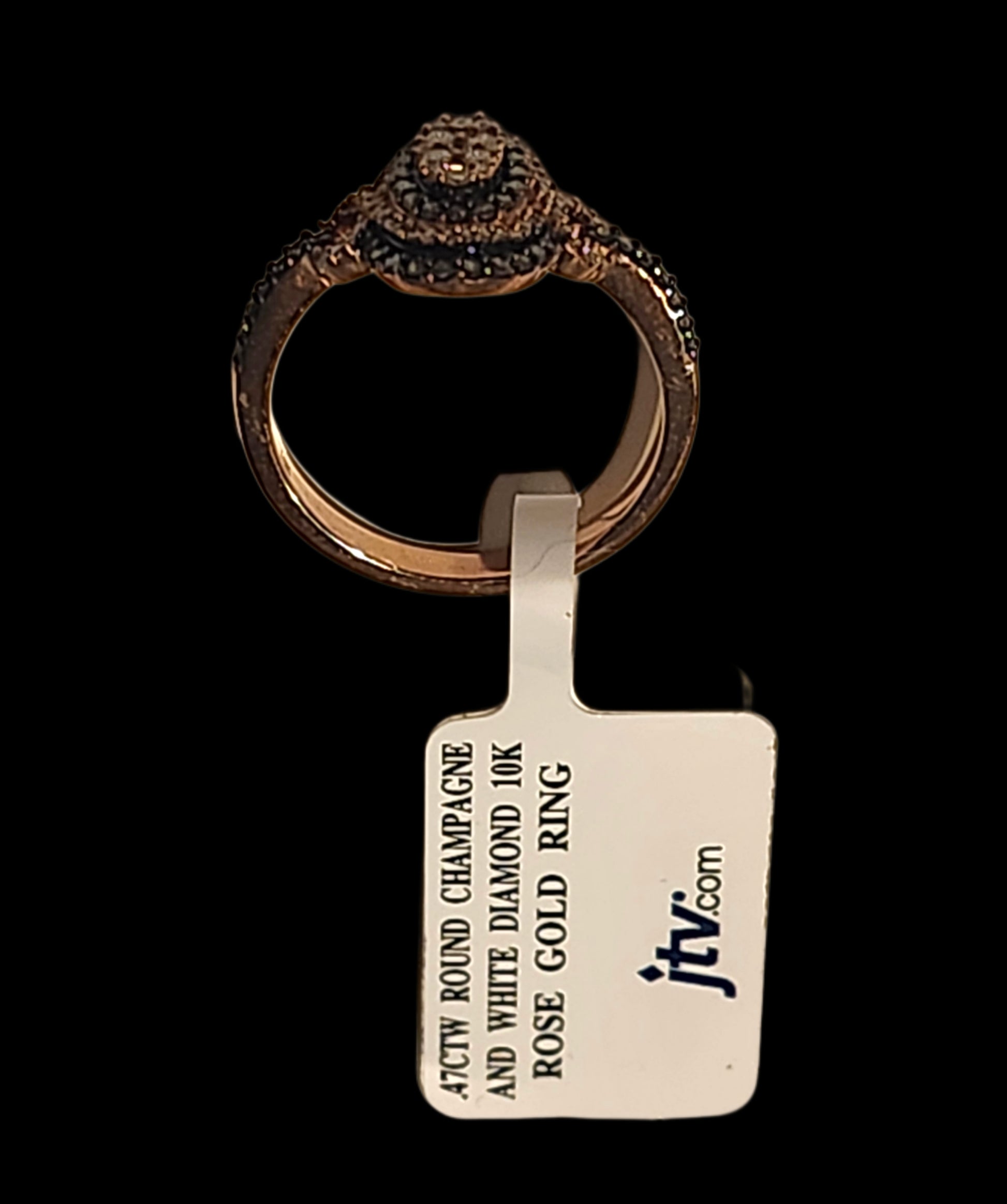 New! .47ctw Round Champagne & White Diamond 10k Rose Gold Ring image 3