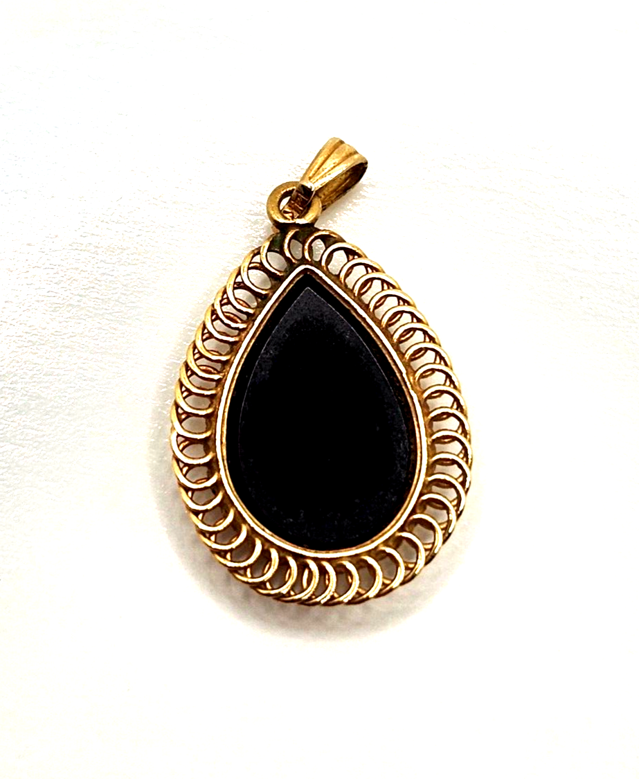 Fiery Doublet Black Opal & 14K Yellow Gold Pendant image 4