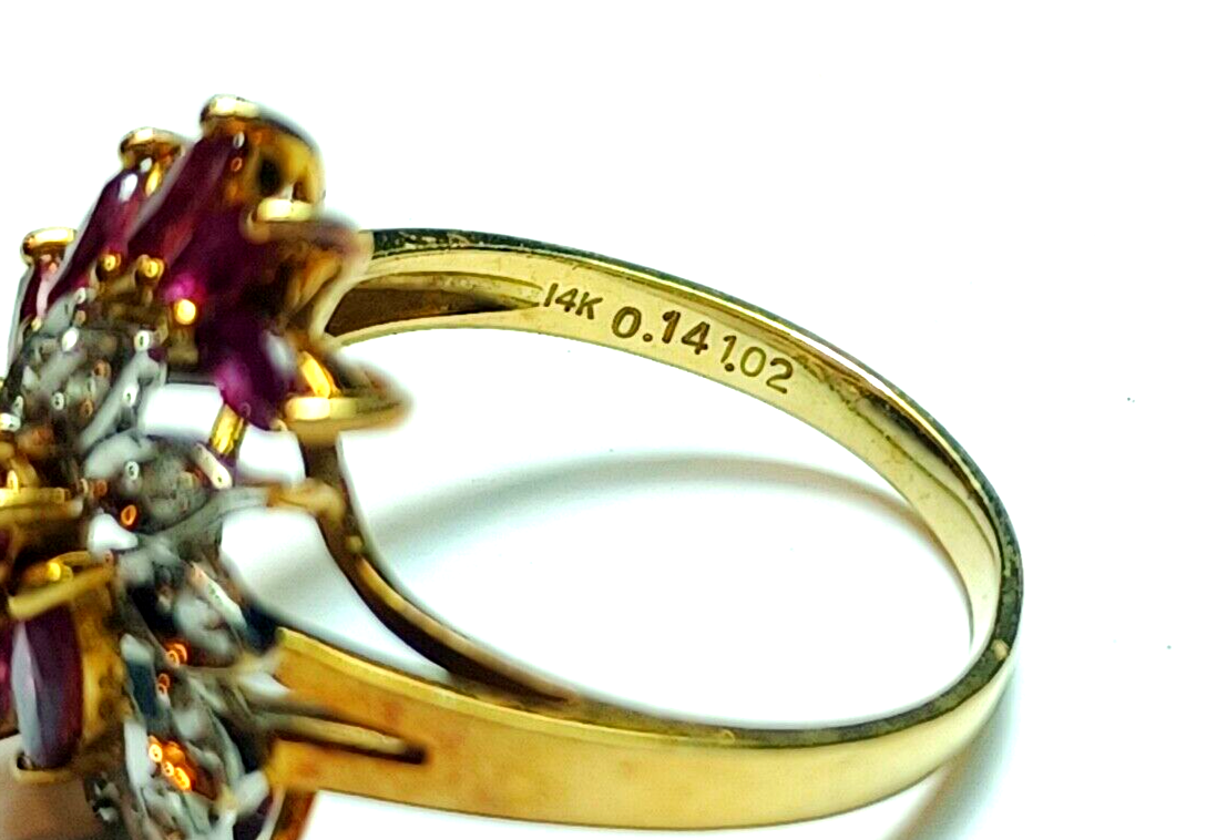 1.25cttw Ruby & Diamond Swirl Cluster 14k Yellow Gold Ring image 6