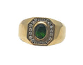 Vintage Emerald & Diamond 10k Yellow Gold Men's Ring image 0