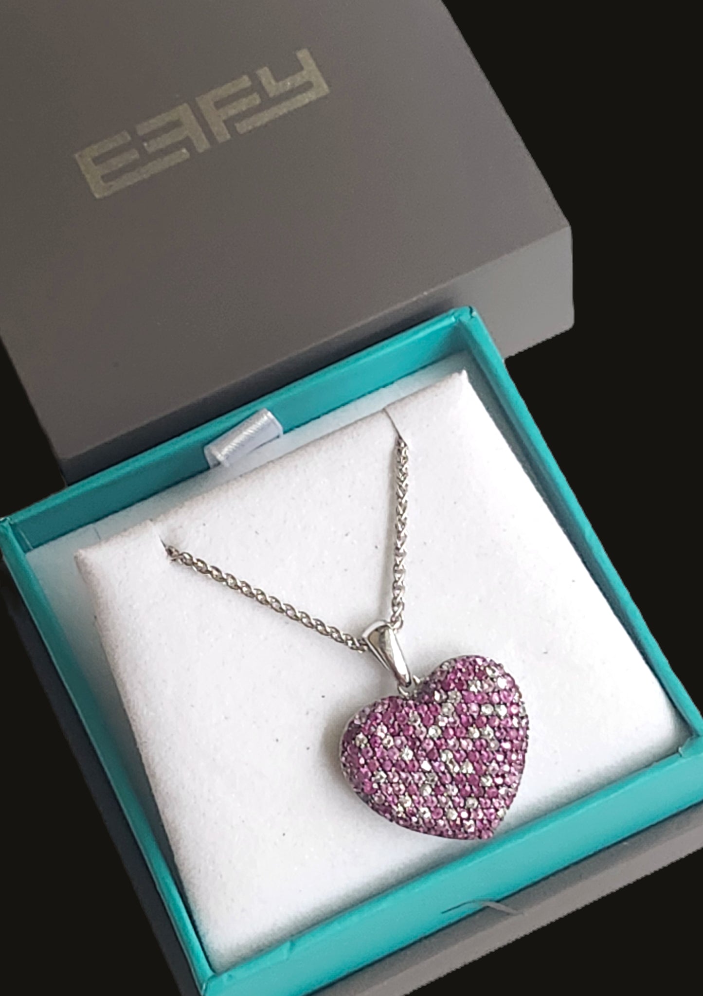 EFFY Sterling Silver & Pink Sapphire Splash Heart Pendant Necklace image 0