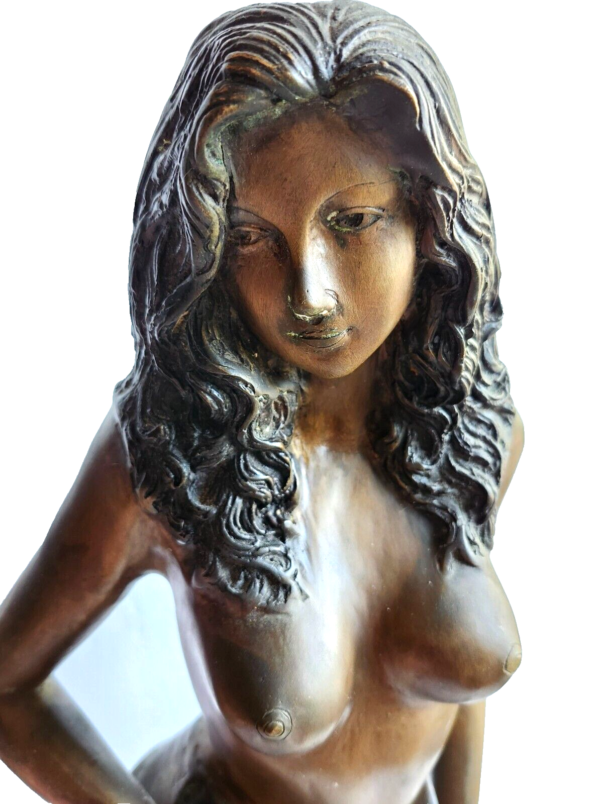 Tall Detailed Semi Nude Woman Standing Bronze Statue Signed by Raoul Larche image 4