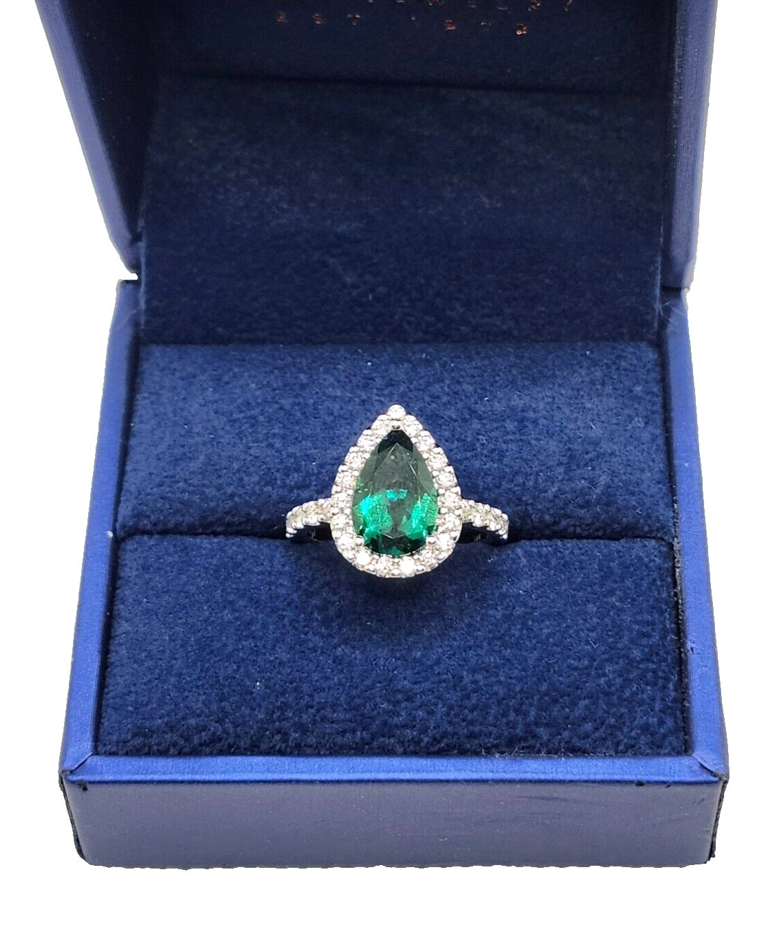 Jessica L Jewelry JLJ 14K White Gold Lab Created Emerald & Diamond Halo Ring image 0