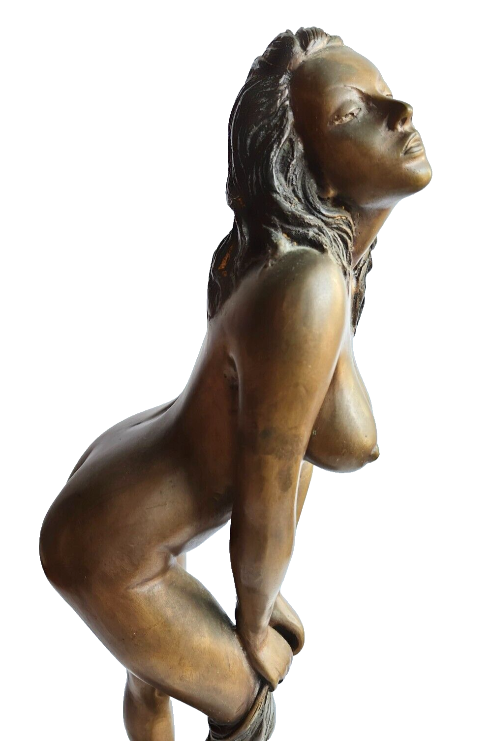 Tall Detailed Nude Woman Bent Over Bronze Statue Signed by Raoul Larche image 2