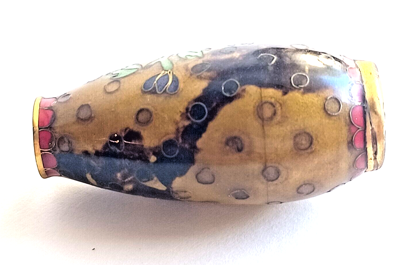 Antique Chinese Cloisonne Snuff Bottle 19th Century Flowers image 14