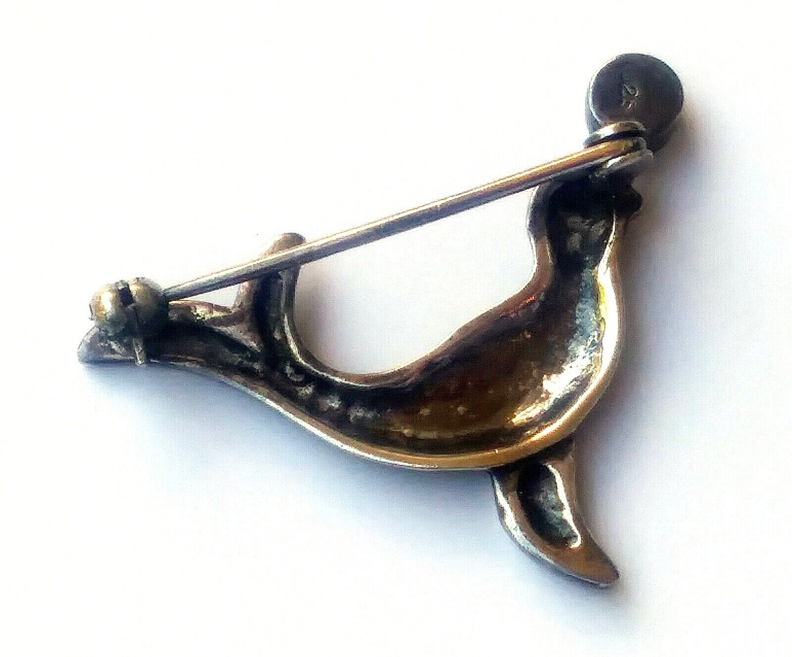 Gorgeous Vintage Sterling Silver Marcasite & Jade Seal Pin Brooch image 4