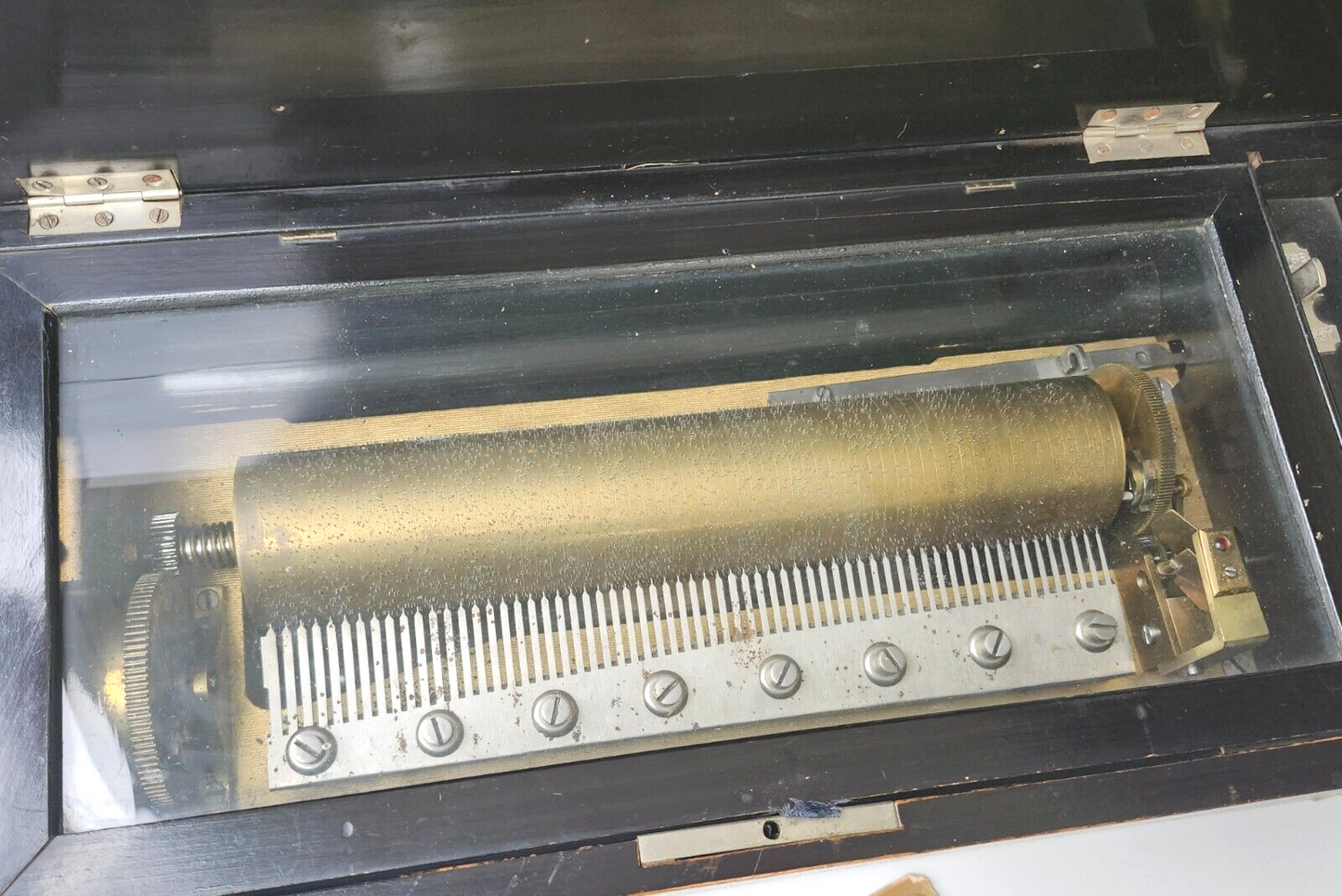 Antique M F 1840 Swiss Marque De Fabrique Cylinder Hand Crank 8 Airs Music Box image 7