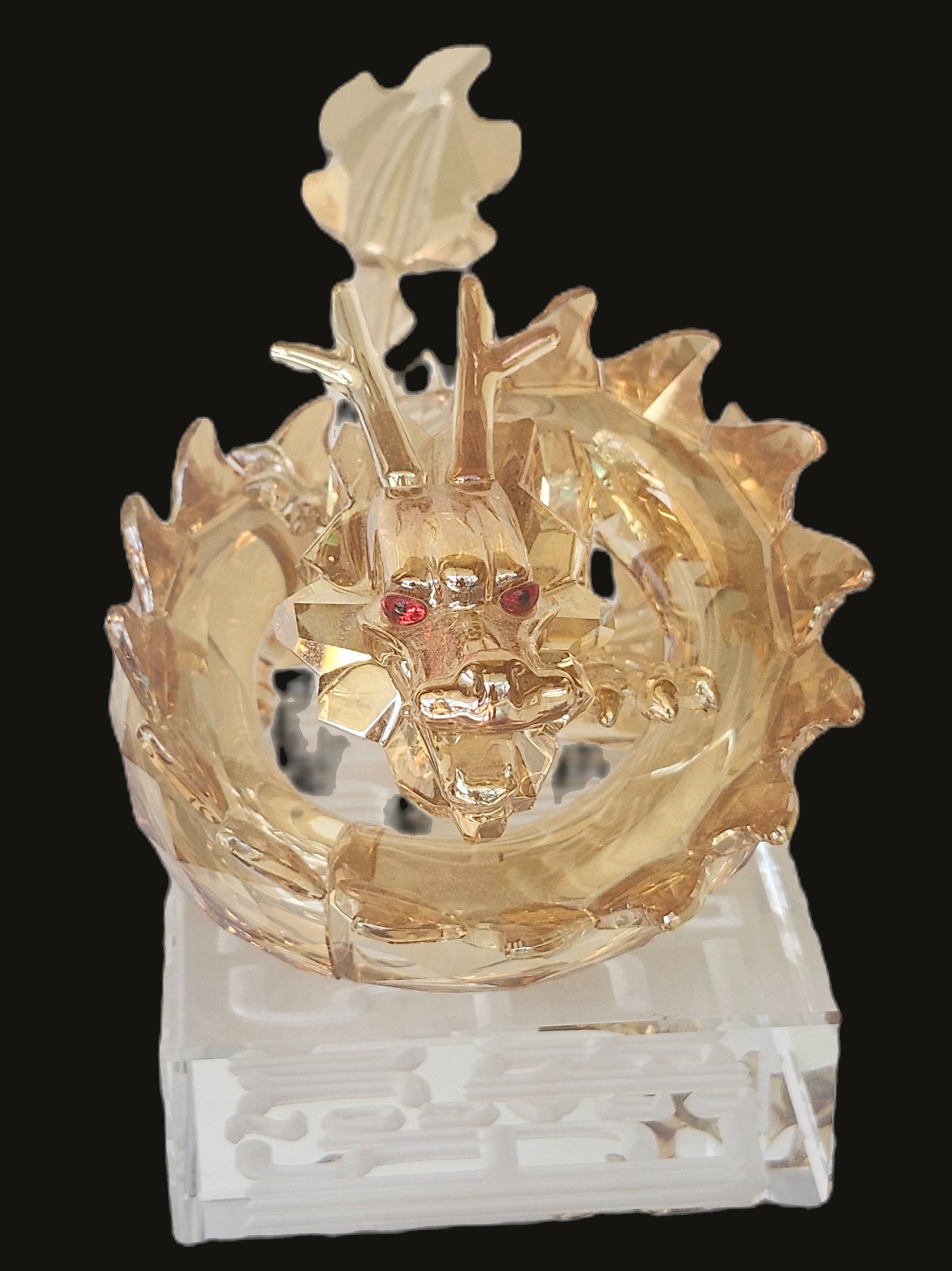 Large Swarovski Crystal Zodiac Dragon Good Luck Golden Figurine #1083710 image 4