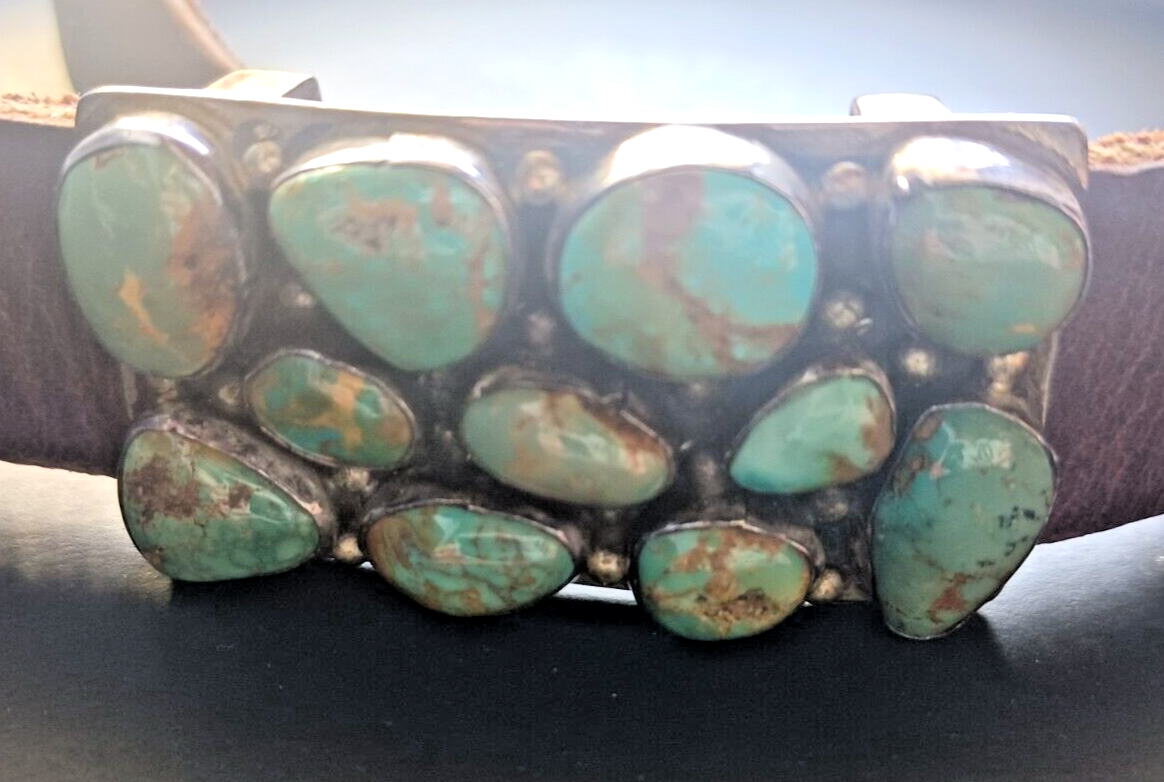 Navajo Native American Sterling Silver Turquoise Concho Belt by Willie Nezzie image 10