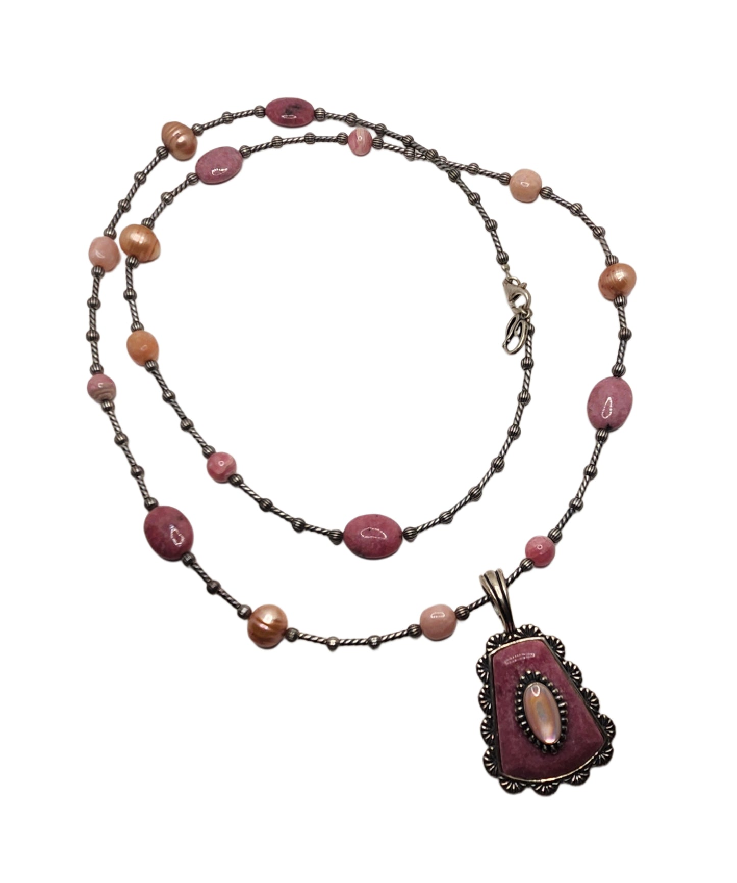 Carolyn Pollack Relios Sterling Silver & Rhodolite Pink Necklace w/ Enhancer image 0