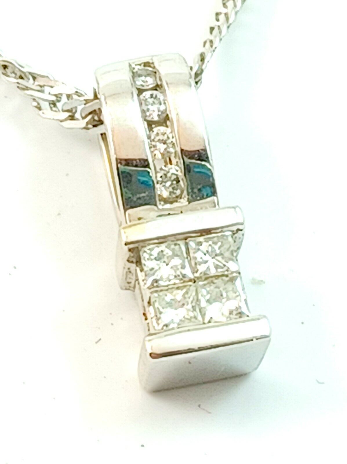 Gorgeous .50CT Diamond & 14k White Gold Pendant w/ Chain image 4