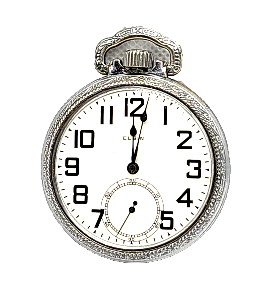 Antique Elgin 15j Pocket Watch 16s Grade 313 Model 7 w/ Train on Case image 0