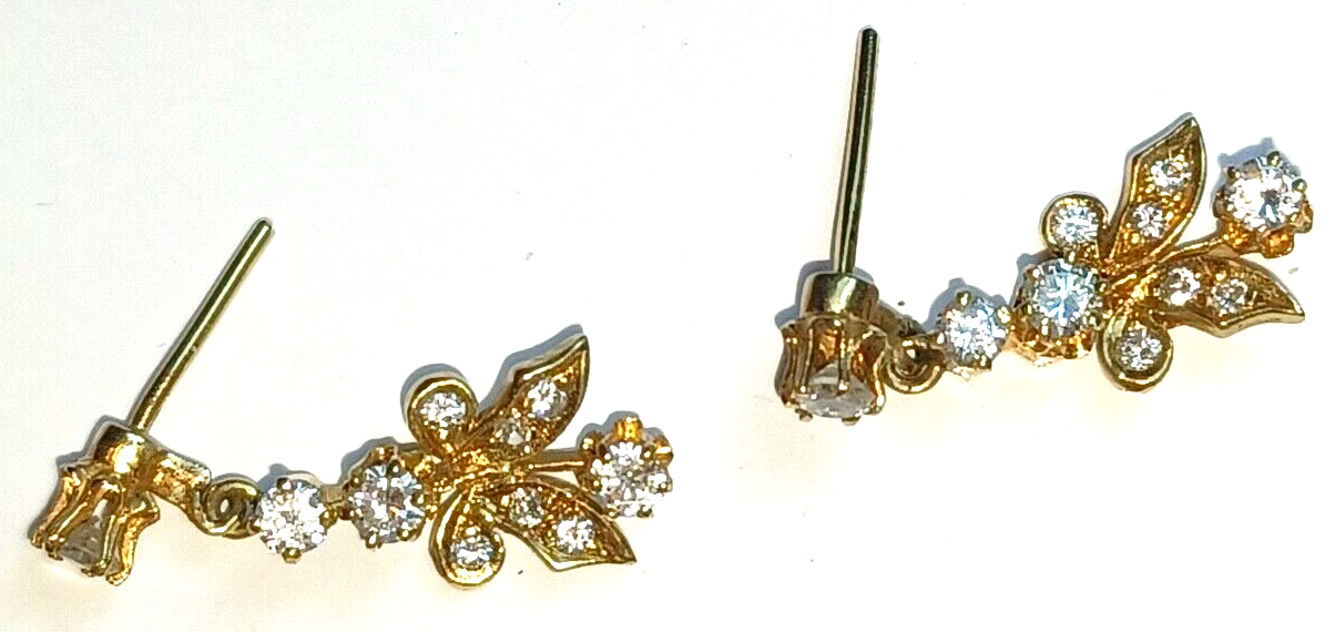 Antique Natural 1.5cttw Diamond & 14k Gold Dangle Drop Earrings image 6