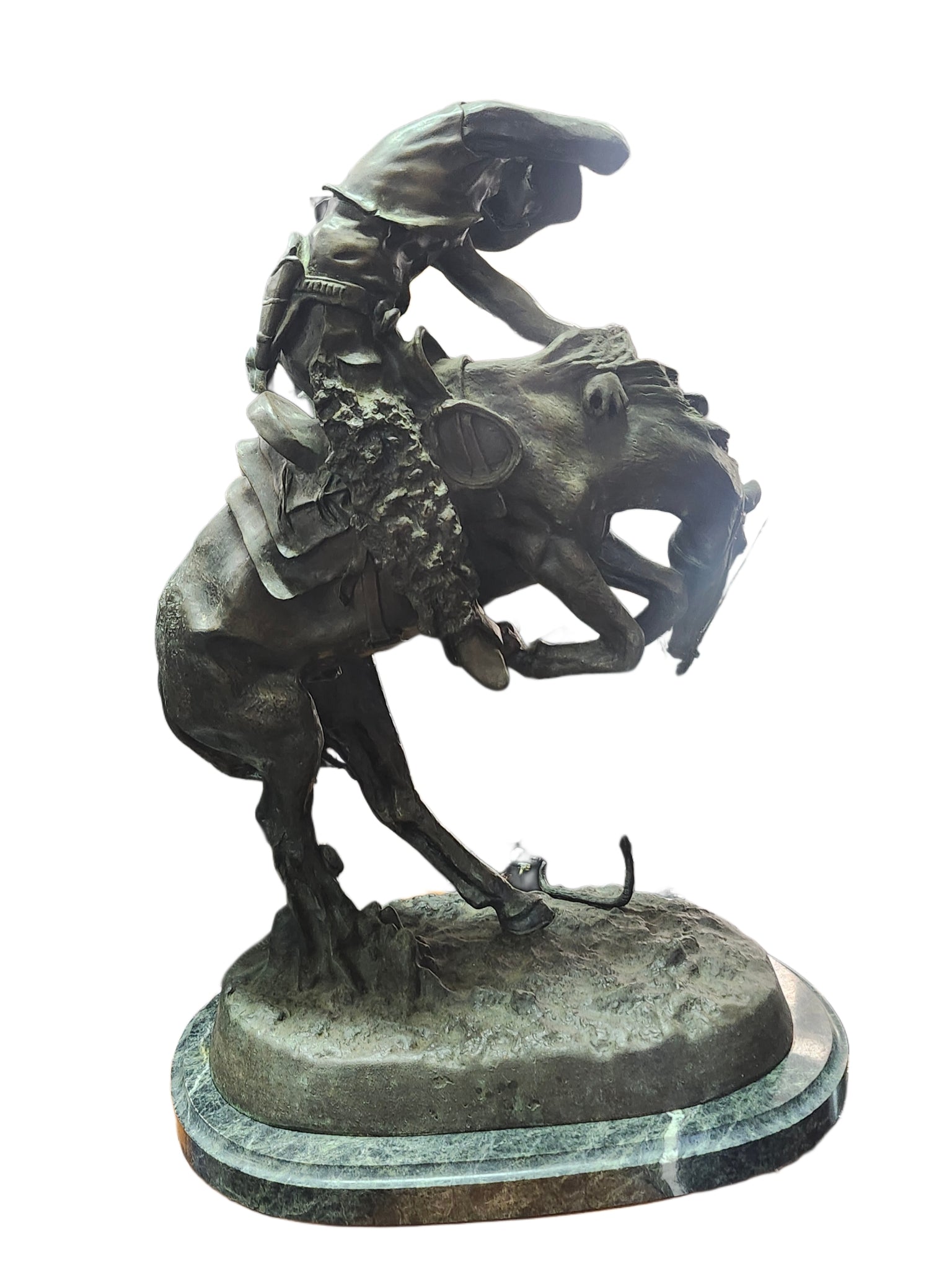 Frederic Remington Bronze Statue Titled "Rattlesnake" 23" Tall image 6