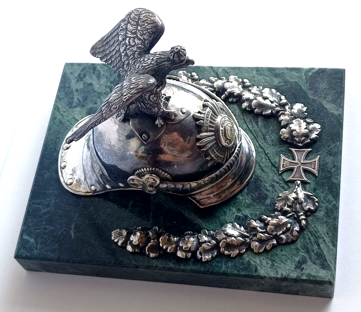 Prussian Regiment Corps Officers Sterling Silver Parade Helmet Iron Cross Award image 4