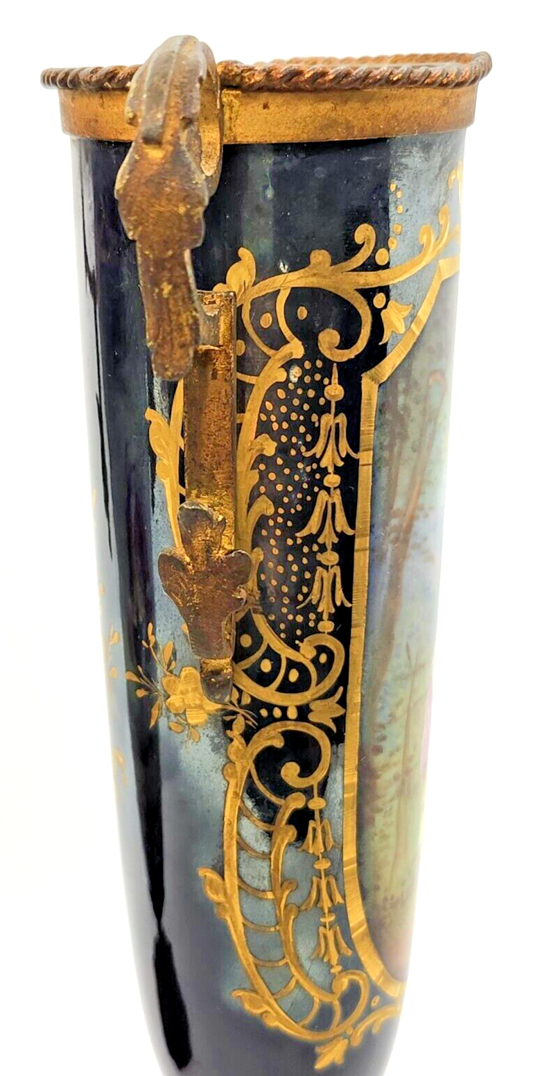 Pair of Antique French Sevres Porcelain Urns, Hand Painted, 1880's image 7