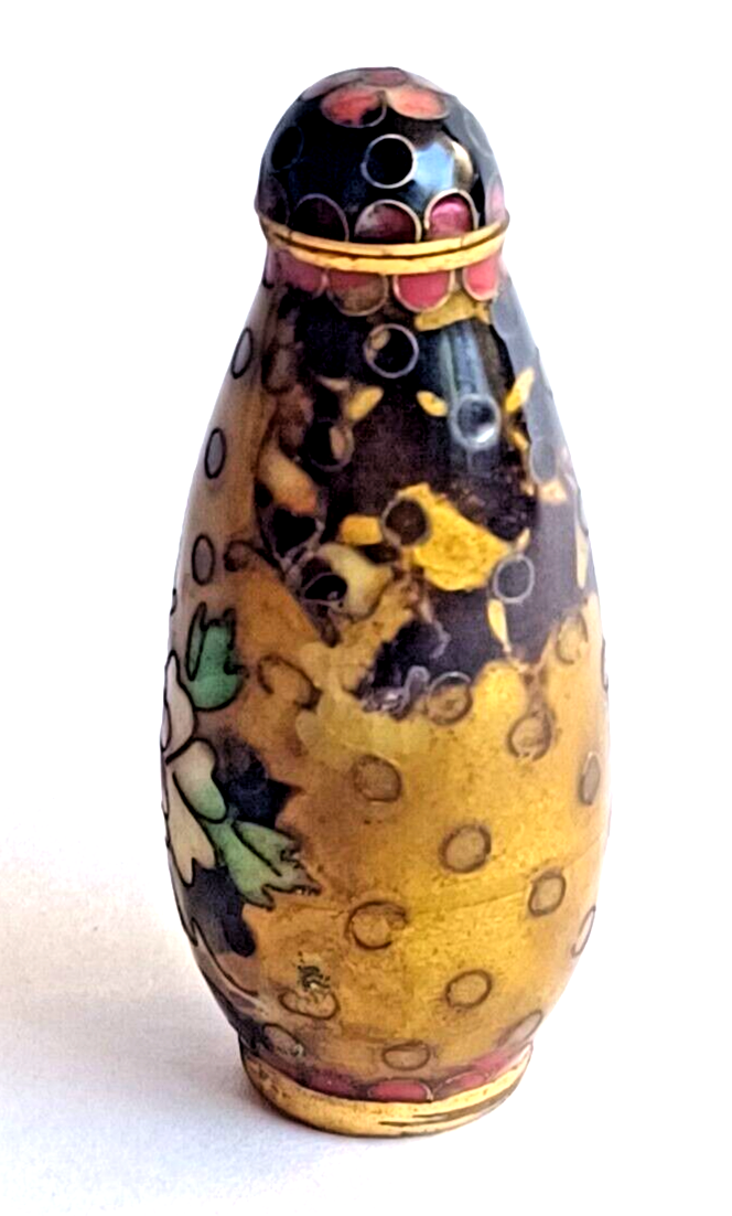 Antique Chinese Cloisonne Snuff Bottle 19th Century Flowers image 11