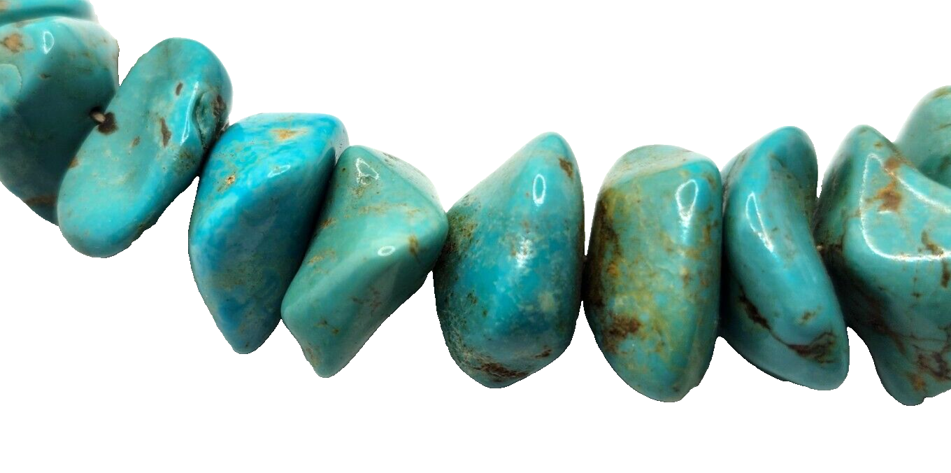 Antique Vintage Heavy Native American Chunky Graduated Turquoise Bead Necklace image 6