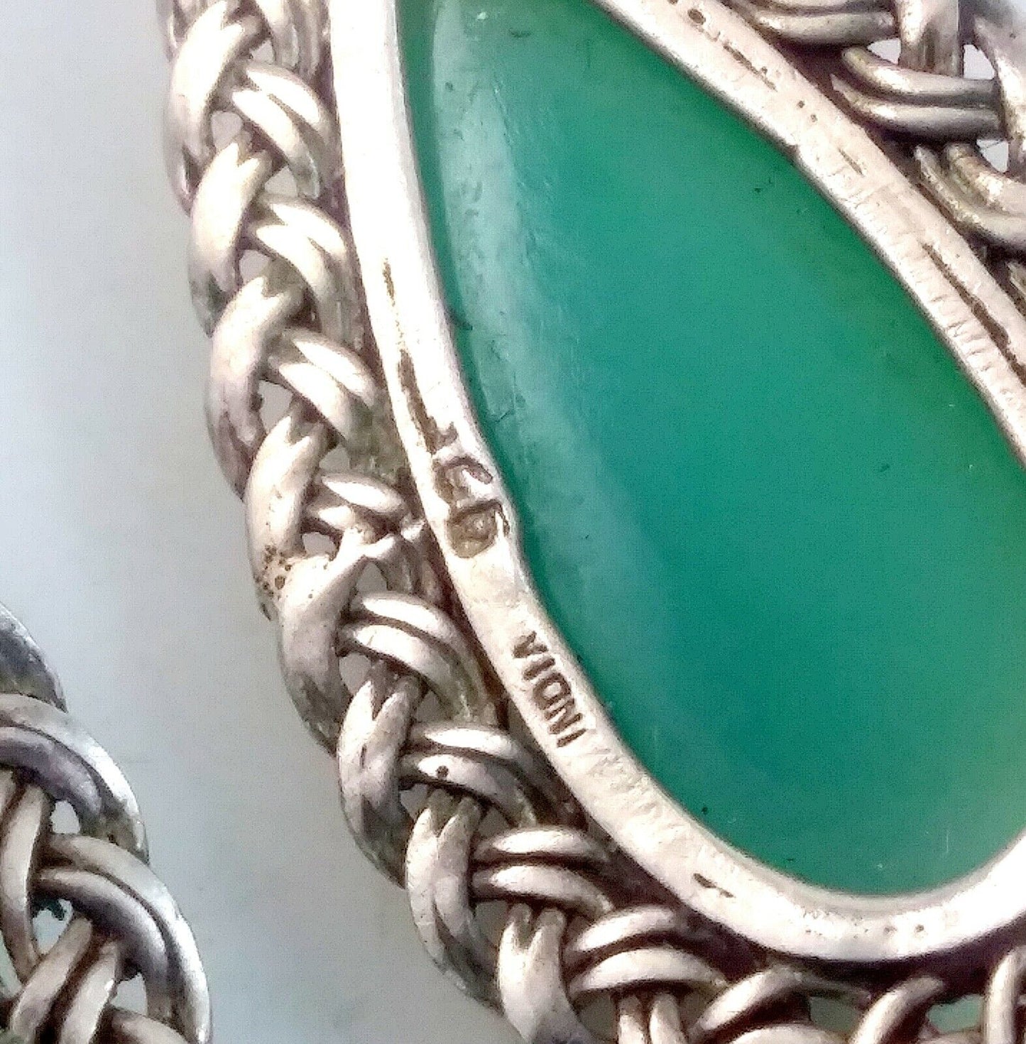 Vintage Sterling Silver & Aqua Blue Cabochon Stone Dangle Drop Earrings image 8