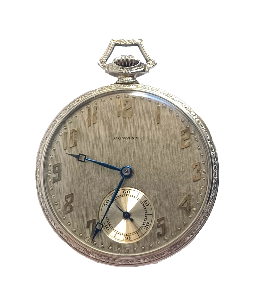 Antique E Howard Series 12 Solid 14K White Gold Pocket Watch 17J  10 Size in Box image 2