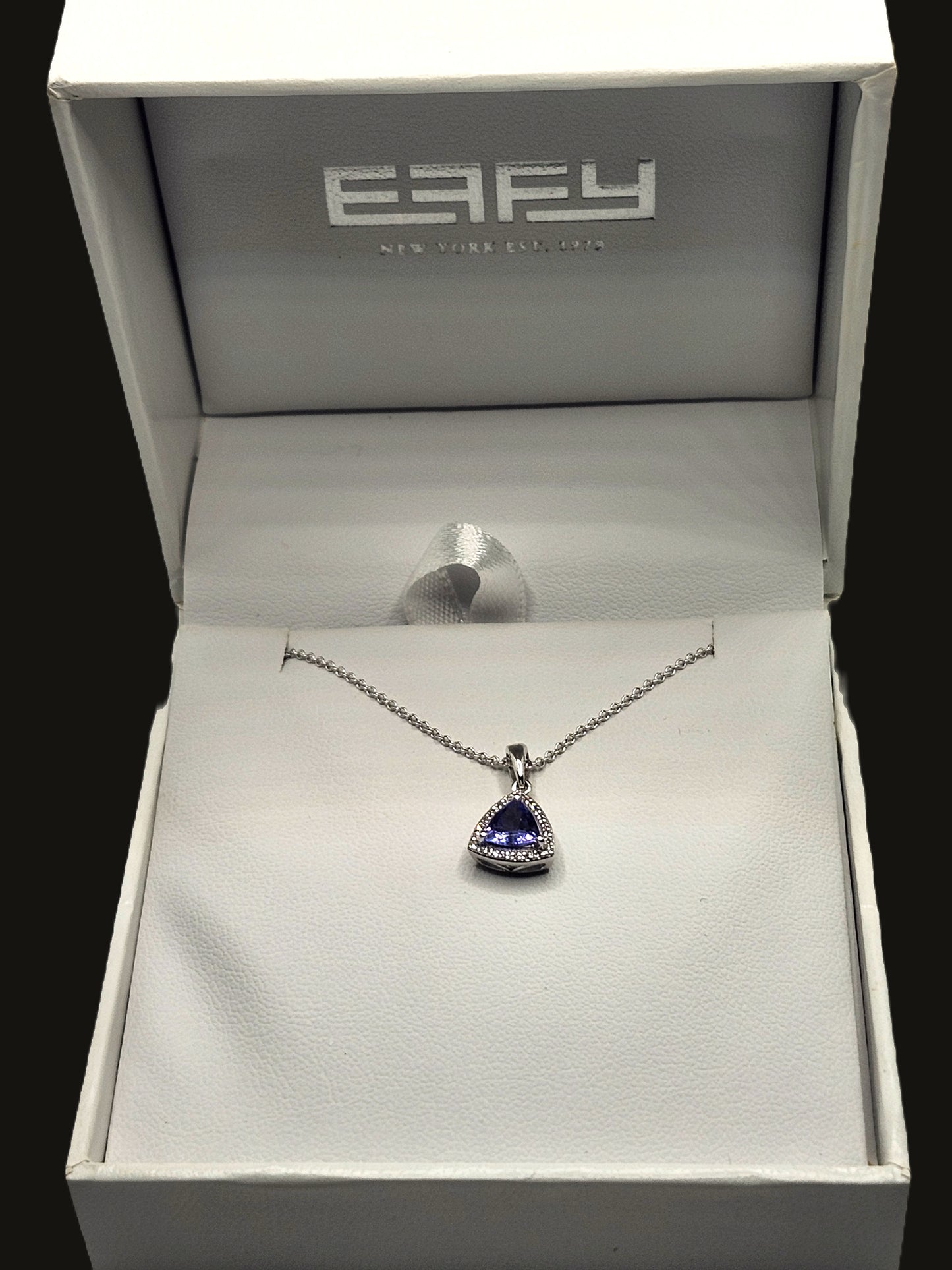 NEW! EFFY 14K White Gold .72ct Tanzanite & Diamond Trillion Pendant image 3