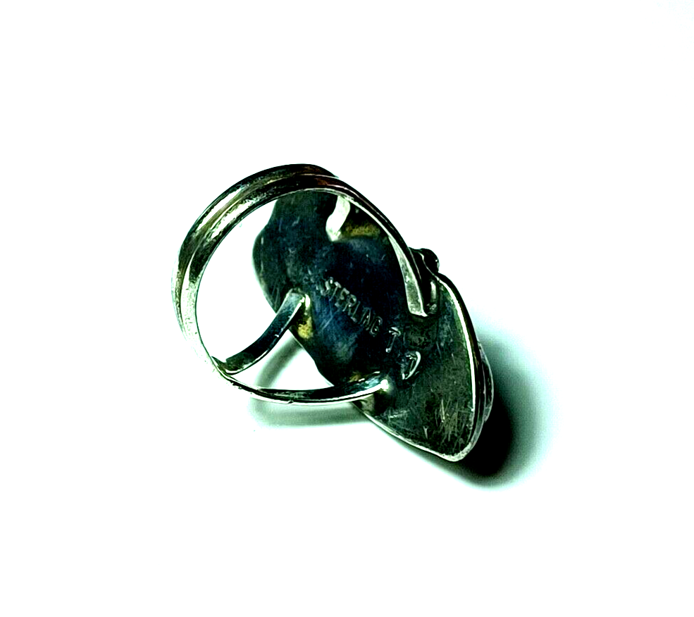 Vintage Native American Sterling Silver & Turquoise Feather Ring by Tom Taylor image 5