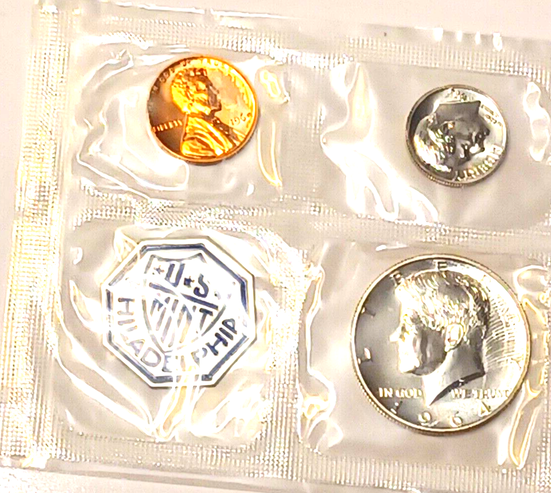 1964 U.S. Mint SILVER PROOF Set in Original Envelope image 2