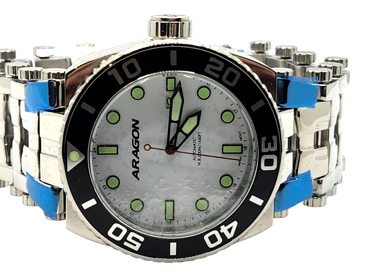 NEW Aragon Millipede Automatic A093 Mens Watch White Dial and Black Bezel in Box image 3