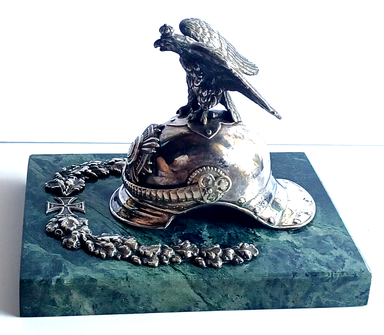 Prussian Regiment Corps Officers Sterling Silver Parade Helmet Iron Cross Award image 7