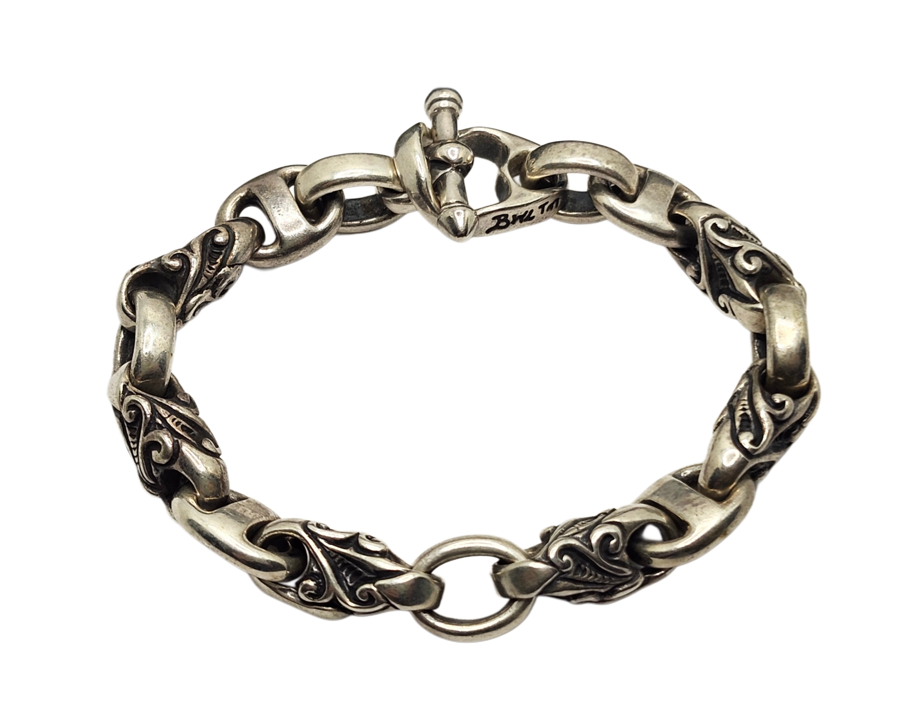 BWL Bill Wall Leather U Joint Wave Link Sterling Silver Toggle Brac image 1