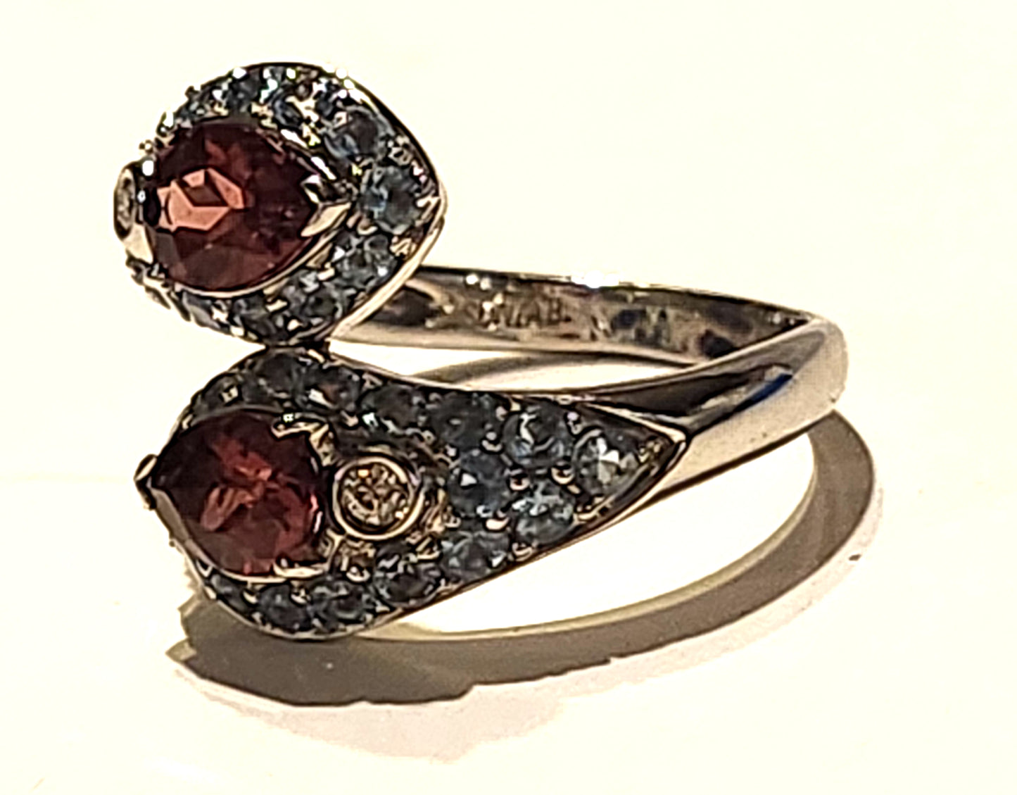 Sonia B. Red Spinel, Topaz & Diamond 14k White Gold Bypass Ring image 7