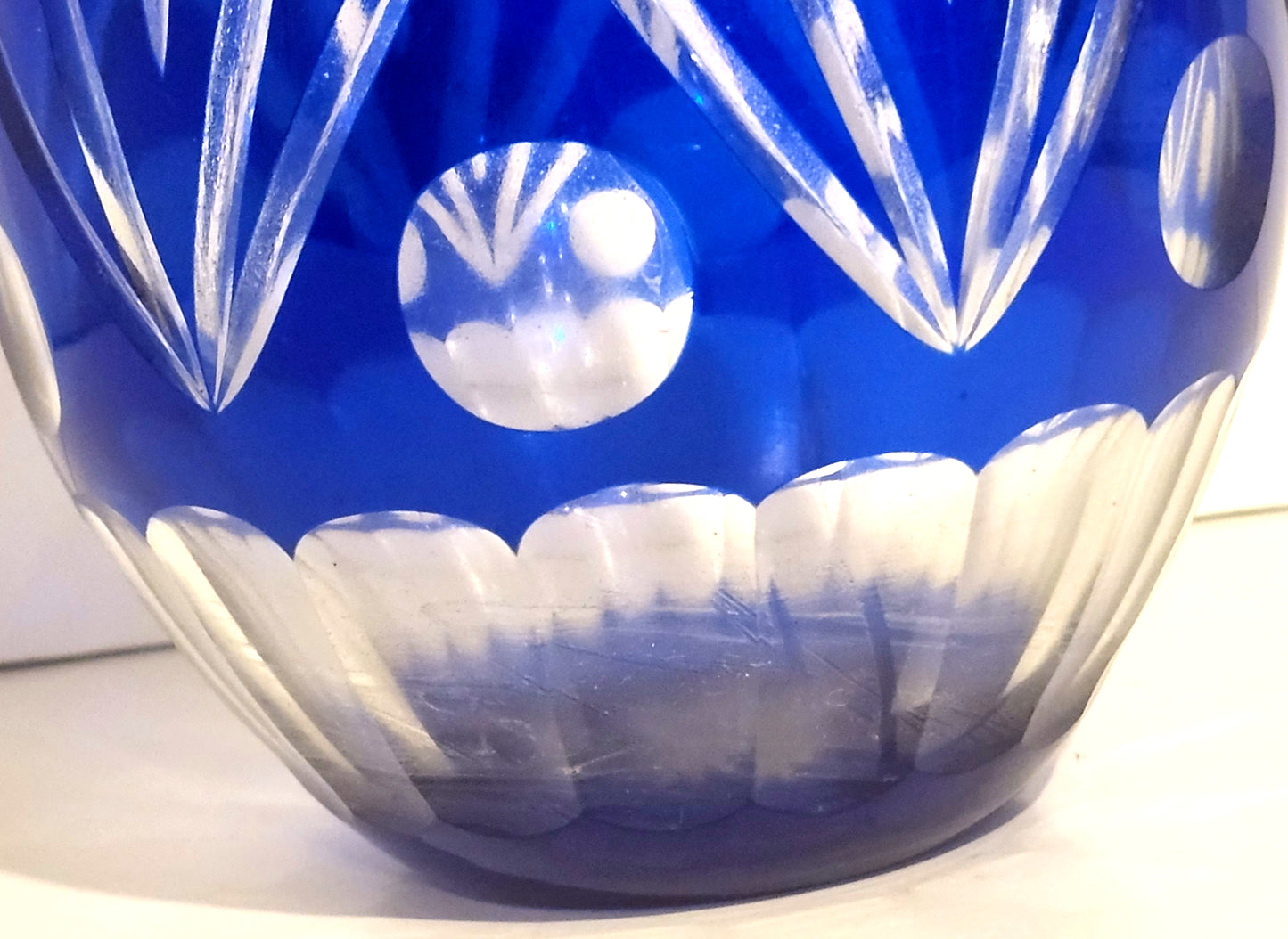 Cobalt Blue Cut to Clear Crystal Vase Kiriko? image 5