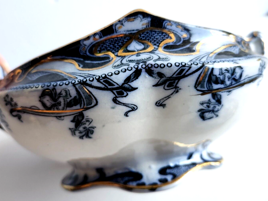 Antique Royal Staffordshire Iris Flow Blue Covered Round Vegetable Serving Bowl image 7