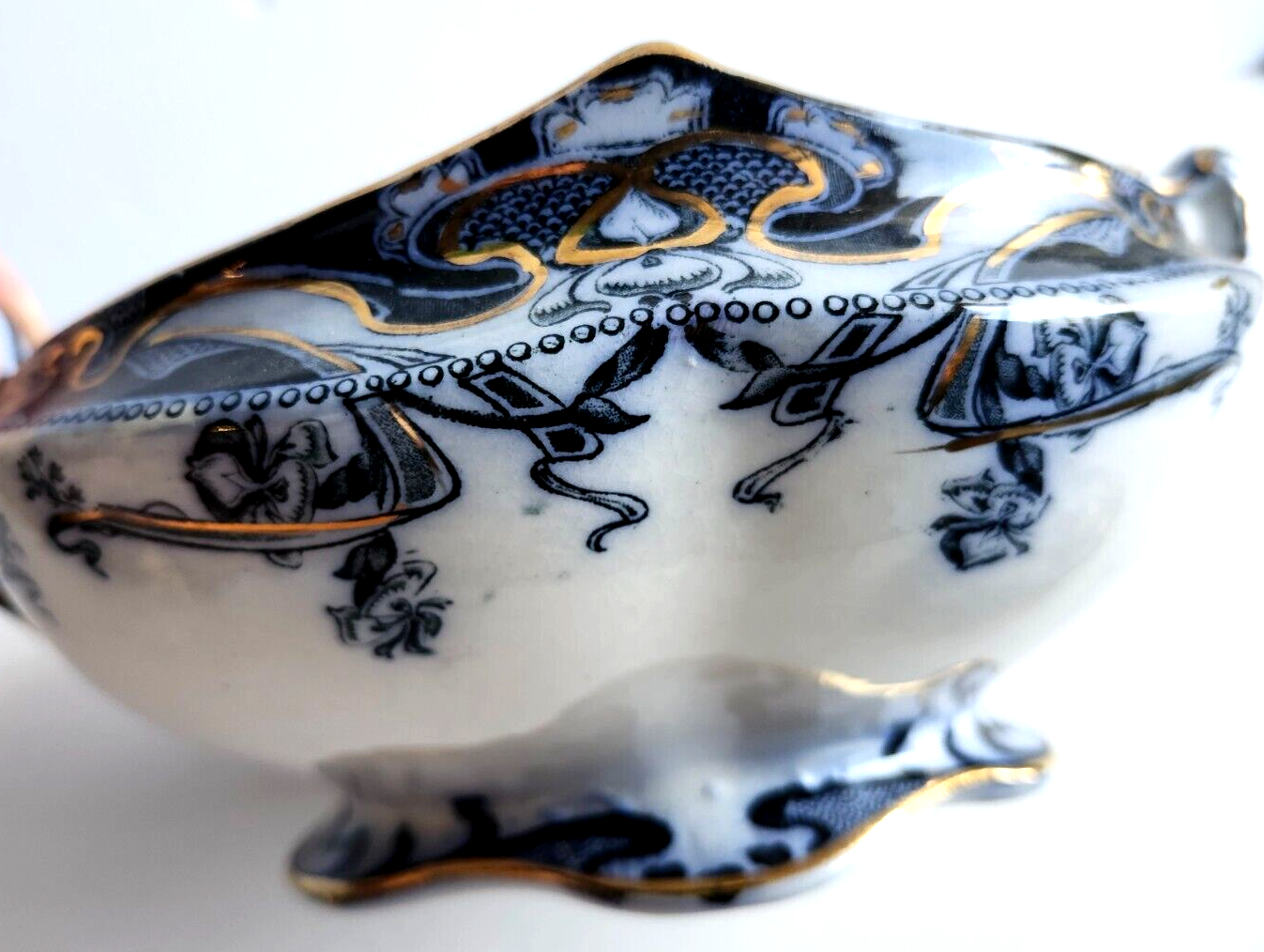 Antique Royal Staffordshire Iris Flow Blue Covered Round Vegetable Serving Bowl image 7