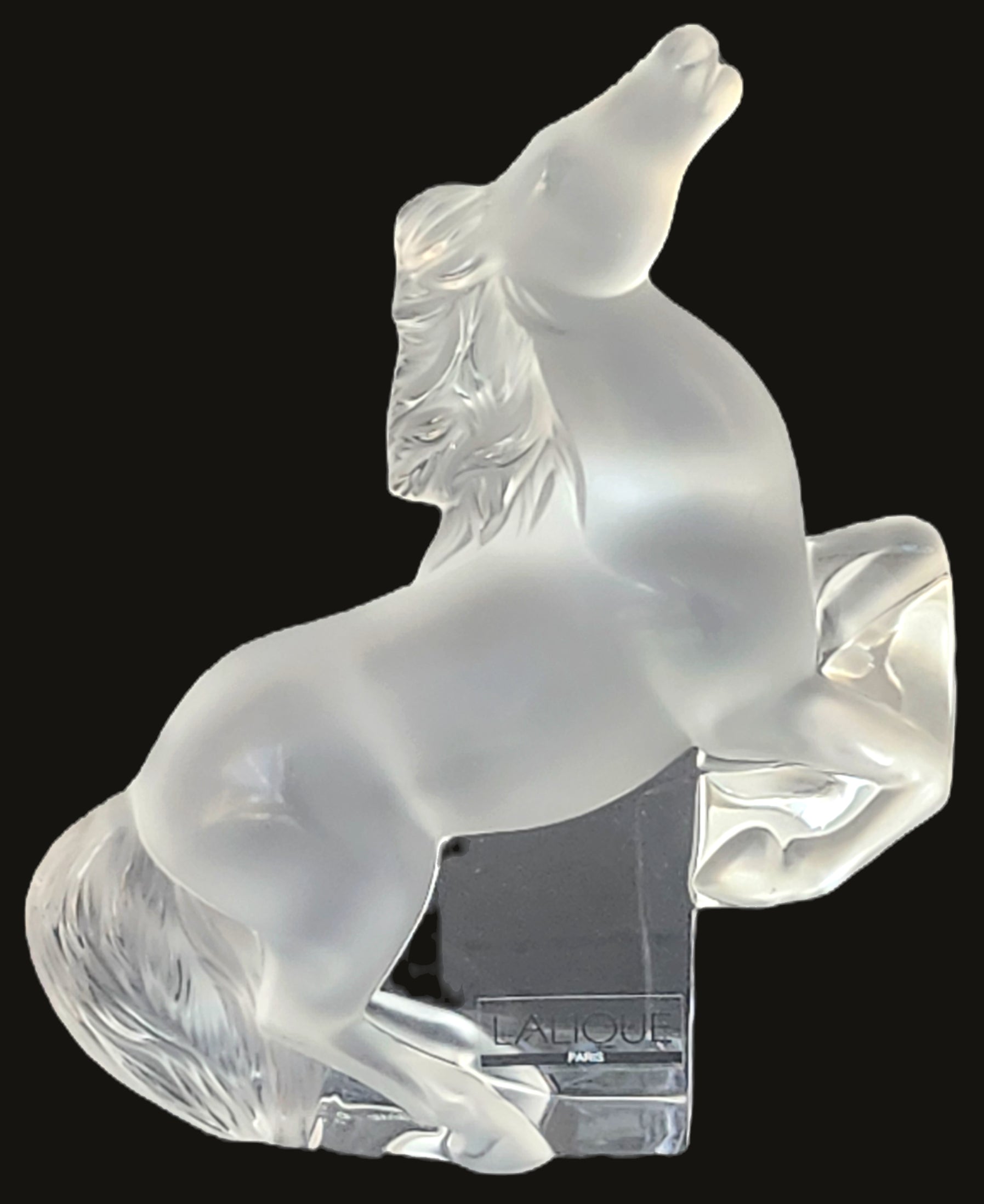 Rare! Lalique Clear Crystal Rearing Kozak Horse Figurine #1206500 image 1