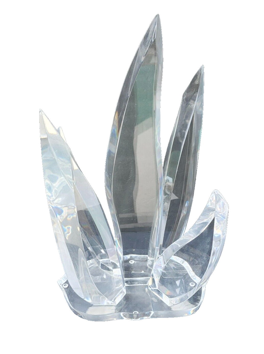 Large Mid Century Modern Abstract Fire Flames Lucite Sculpture Centerpiece image 1