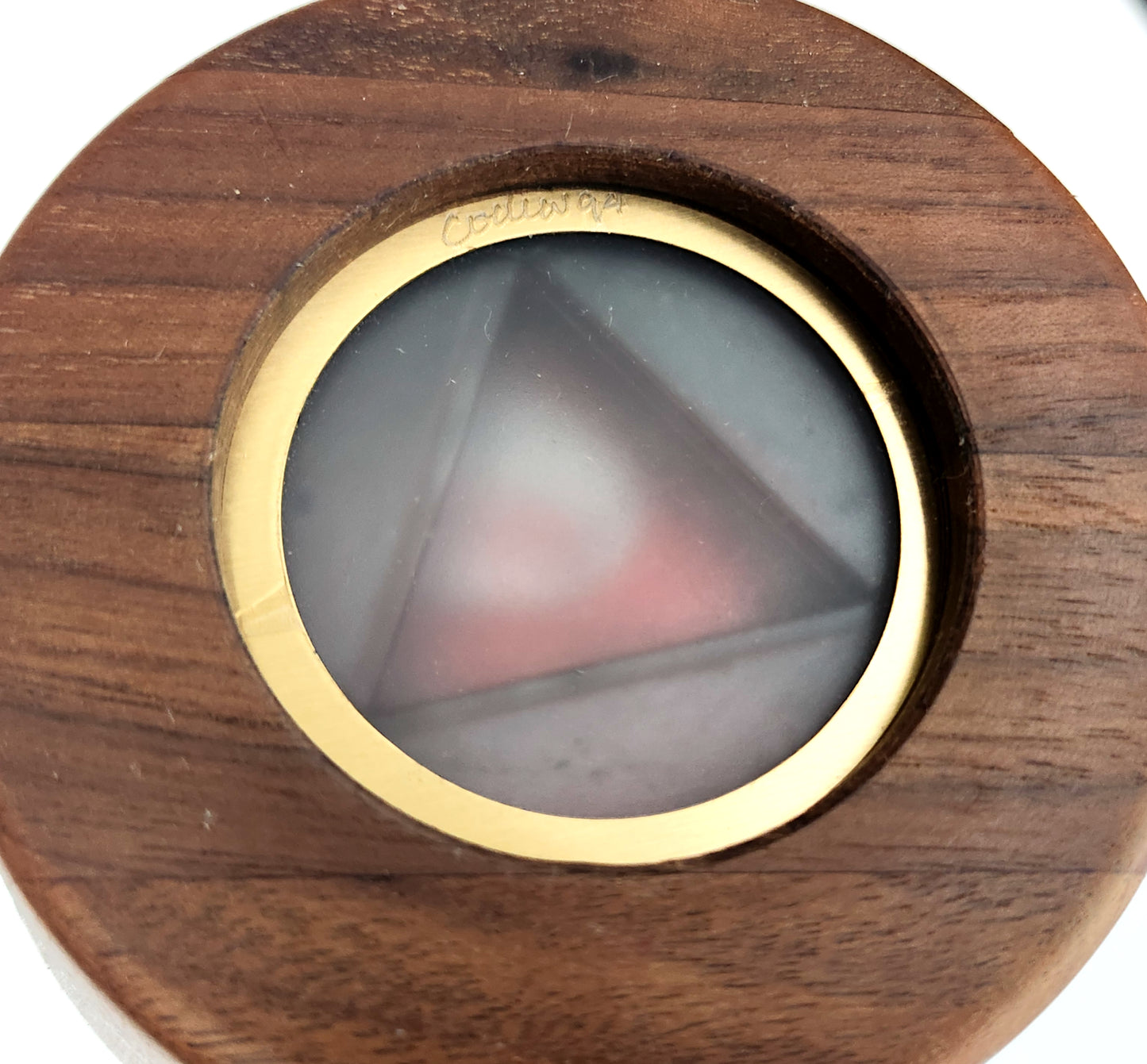 Vintage David Collier Signed Kaleidoscope Brass Wood and Clay image 7