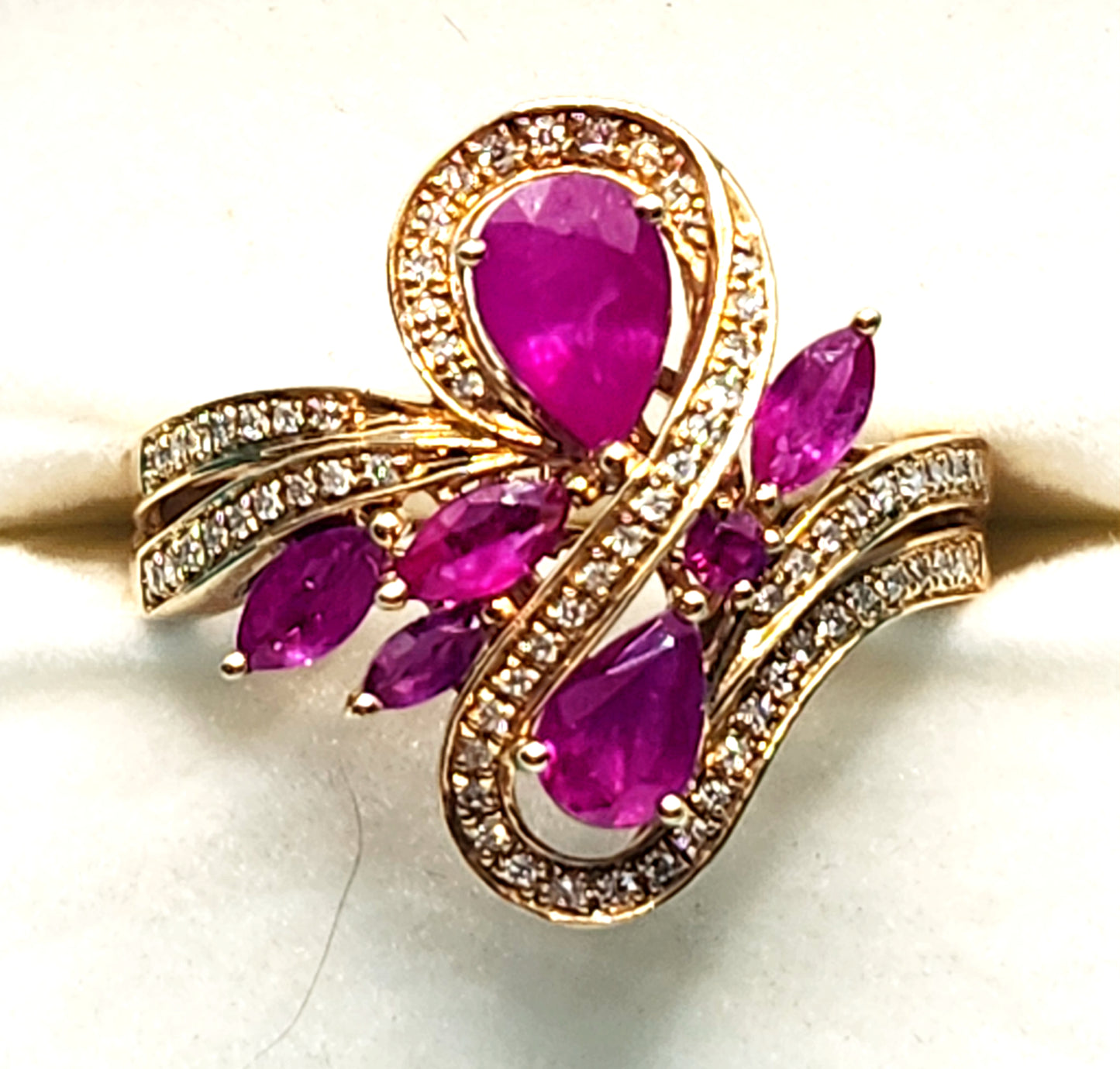 New! Effy Ruby & Diamond 14kYellow Gold Ring in Box image 1