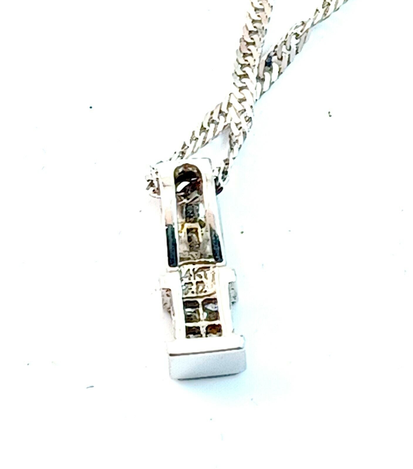 Gorgeous .50CT Diamond & 14k White Gold Pendant w/ Chain image 8