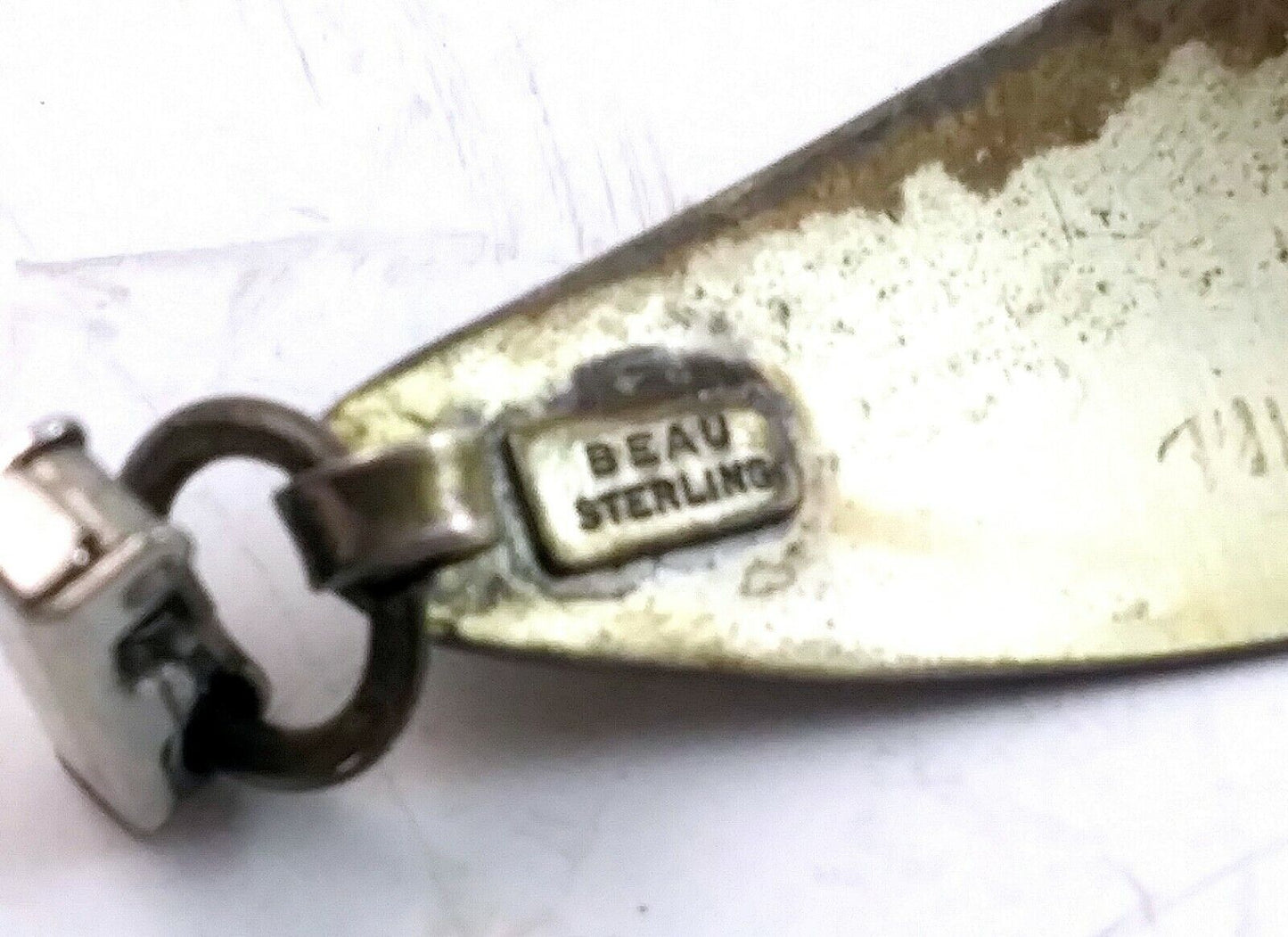 Vintage Mid Century Modern Sterling Beau Bracelet Pin & Earrings Set image 11