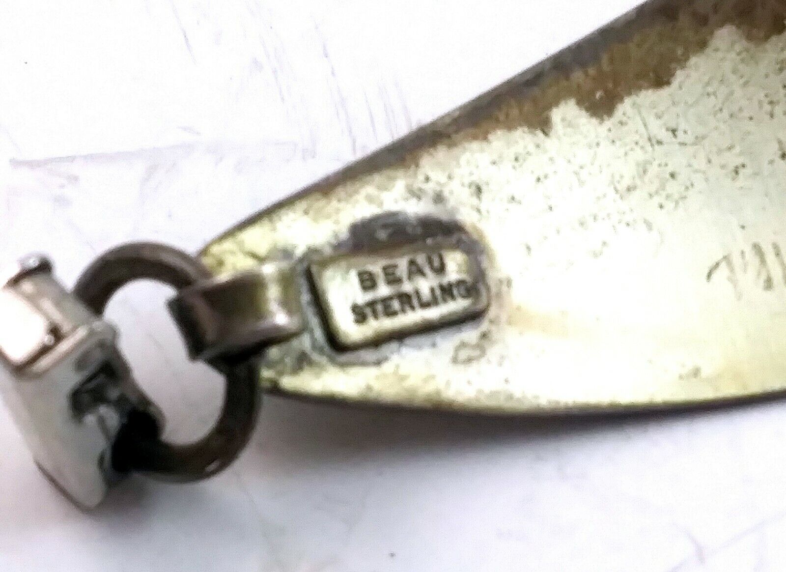 Vintage Mid Century Modern Sterling Beau Bracelet Pin & Earrings Set image 11