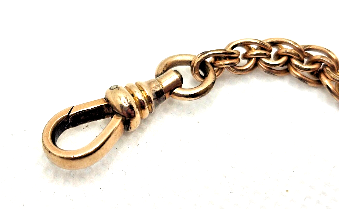 Antique Victorian RFS & Co Rose Gold Filled Pocket Watch Fob Chain w/ T-bar image 4