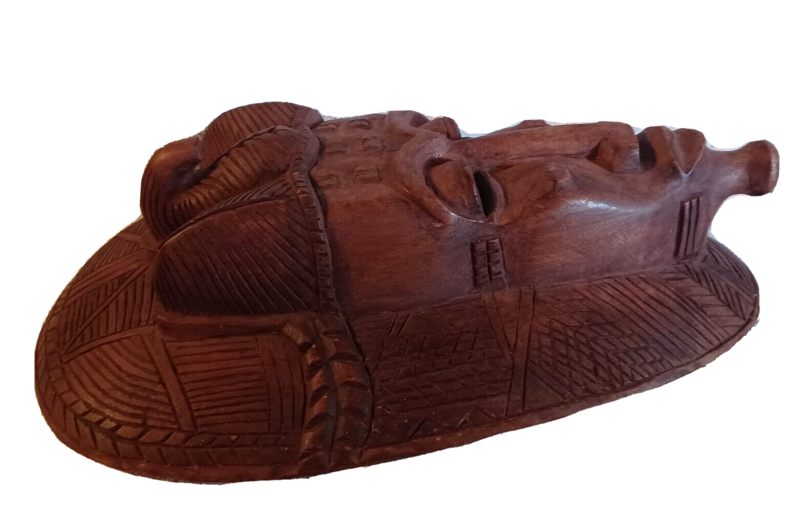 Vintage African Hand Carved Wood Warrior Tribal Mask ~ Solid 7+ lbs & 19.5" Tall image 6