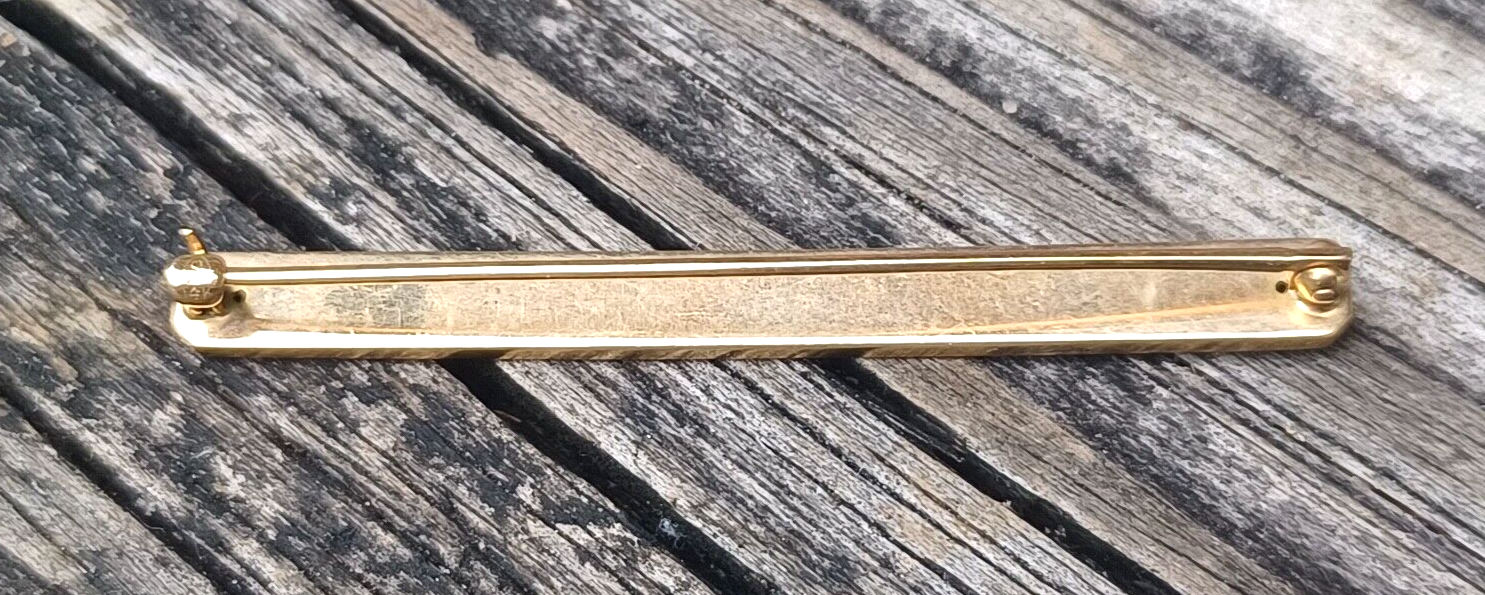 Antique Pink Enamel Guilloche Victorian Seed Pearl 14K Yellow Gold Bar Pin image 10