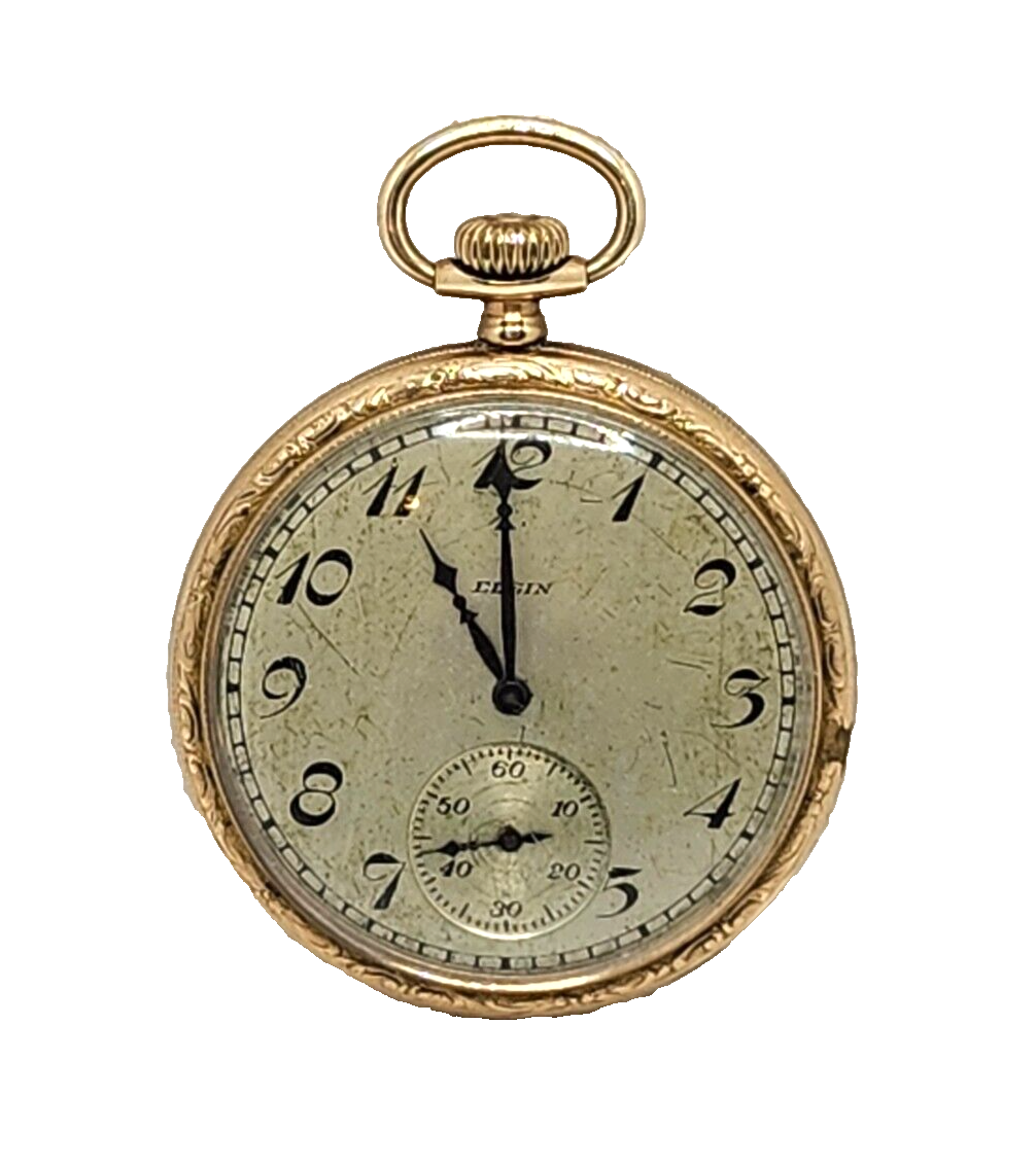 Antique 20's Elgin National Watch Co Gold Filled 7J Pocket Watch 12 Size image 0