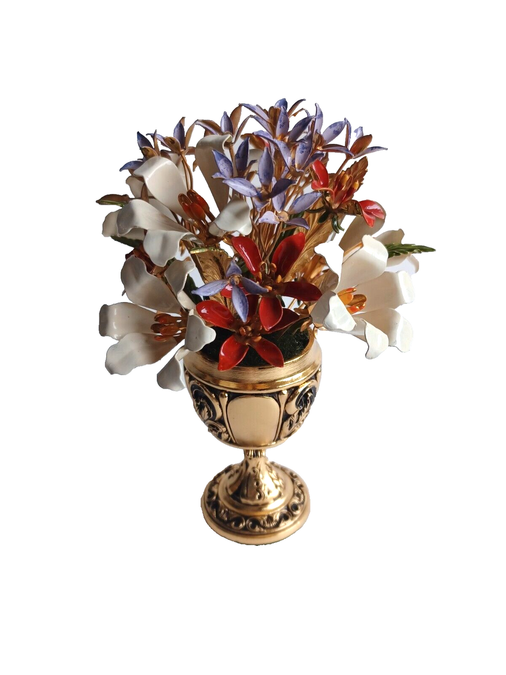 Vintage Franklin Mint Imperial Russian Bouquet Carl Faberge Brass Enamel Flowers image 0