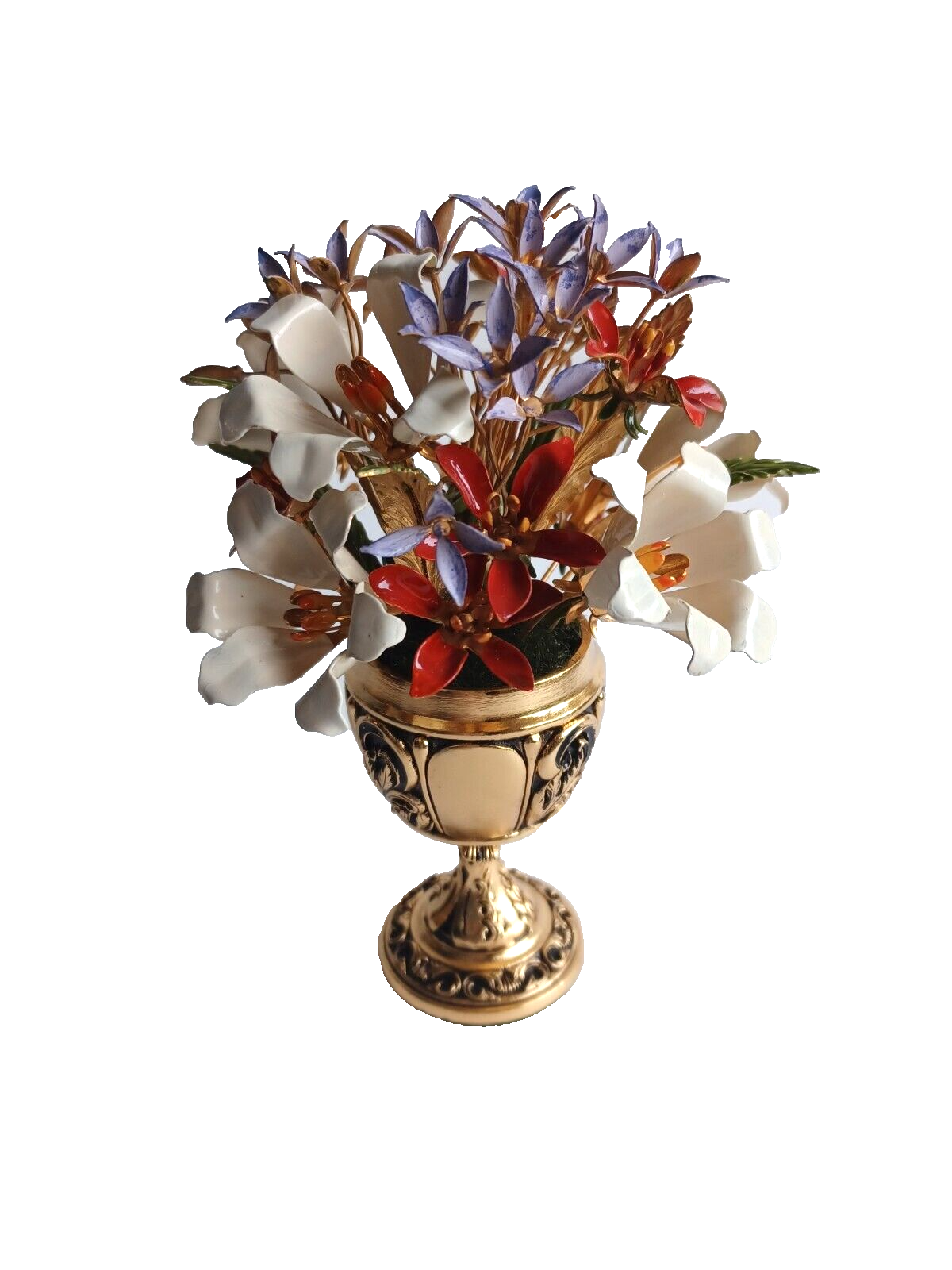 Vintage Franklin Mint Imperial Russian Bouquet Carl Faberge Brass Enamel Flowers image 0