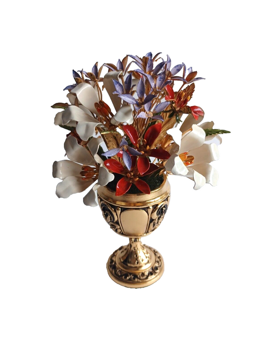 Vintage Franklin Mint Imperial Russian Bouquet Carl Faberge Brass Enamel Flowers image 0